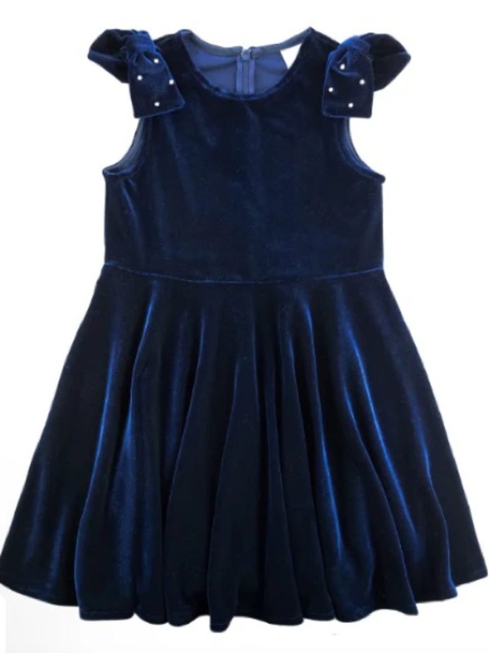 FLORENCE EISEMAN Velvet Dress W/ Hand Stitched Pearls